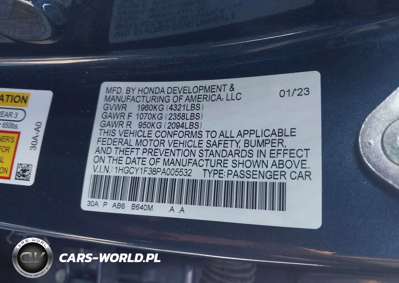 2023 Honda Accord Ex VIN:1HGCY1F38PA005532 - 9