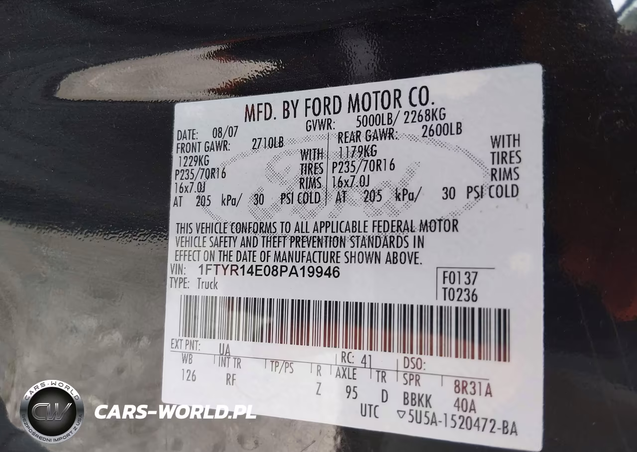 2008 Ford Ranger Sport-Xl-Xlt VIN:1FTYR14E08PA19946 - 9