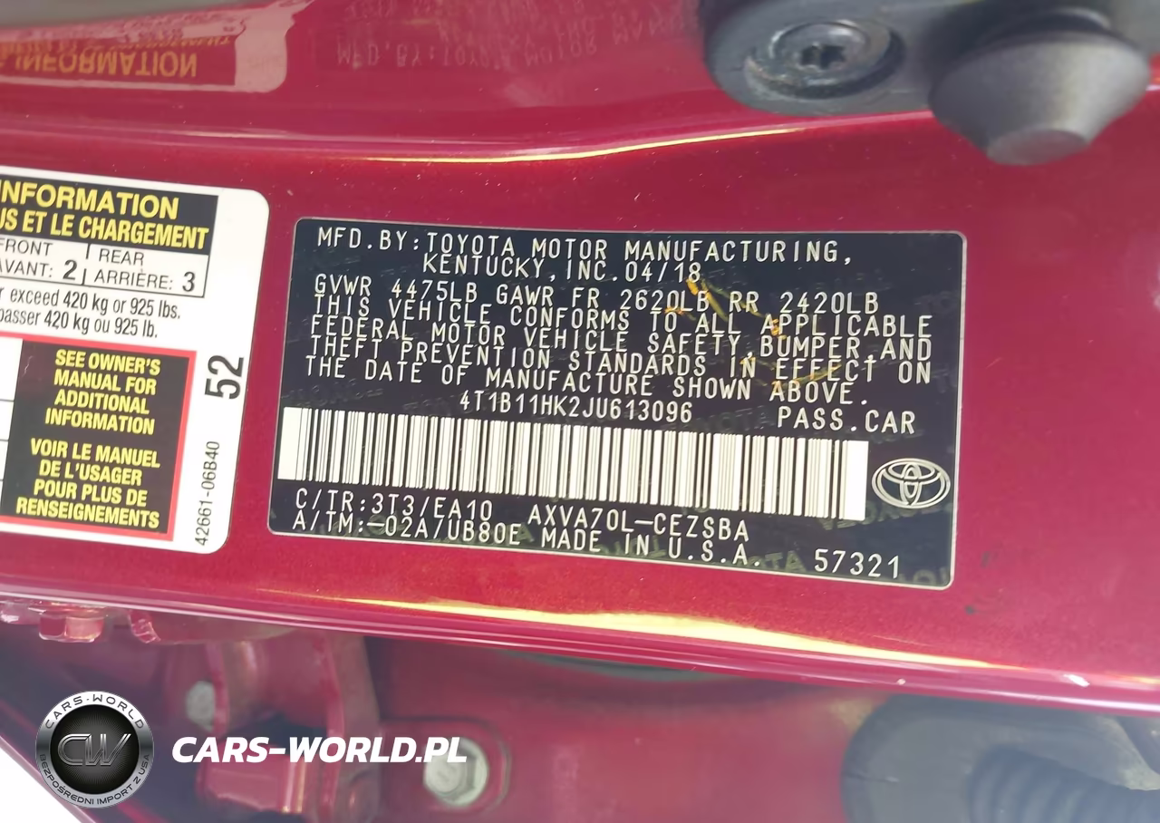 2018 Toyota Camry Se VIN:4T1B11HK2JU613096 - 9