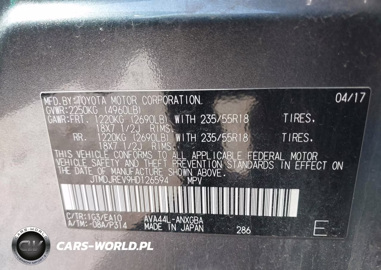 2017 Toyota Rav4 Hybrid Limited VIN:JTMDJREV9HD126594 - 9