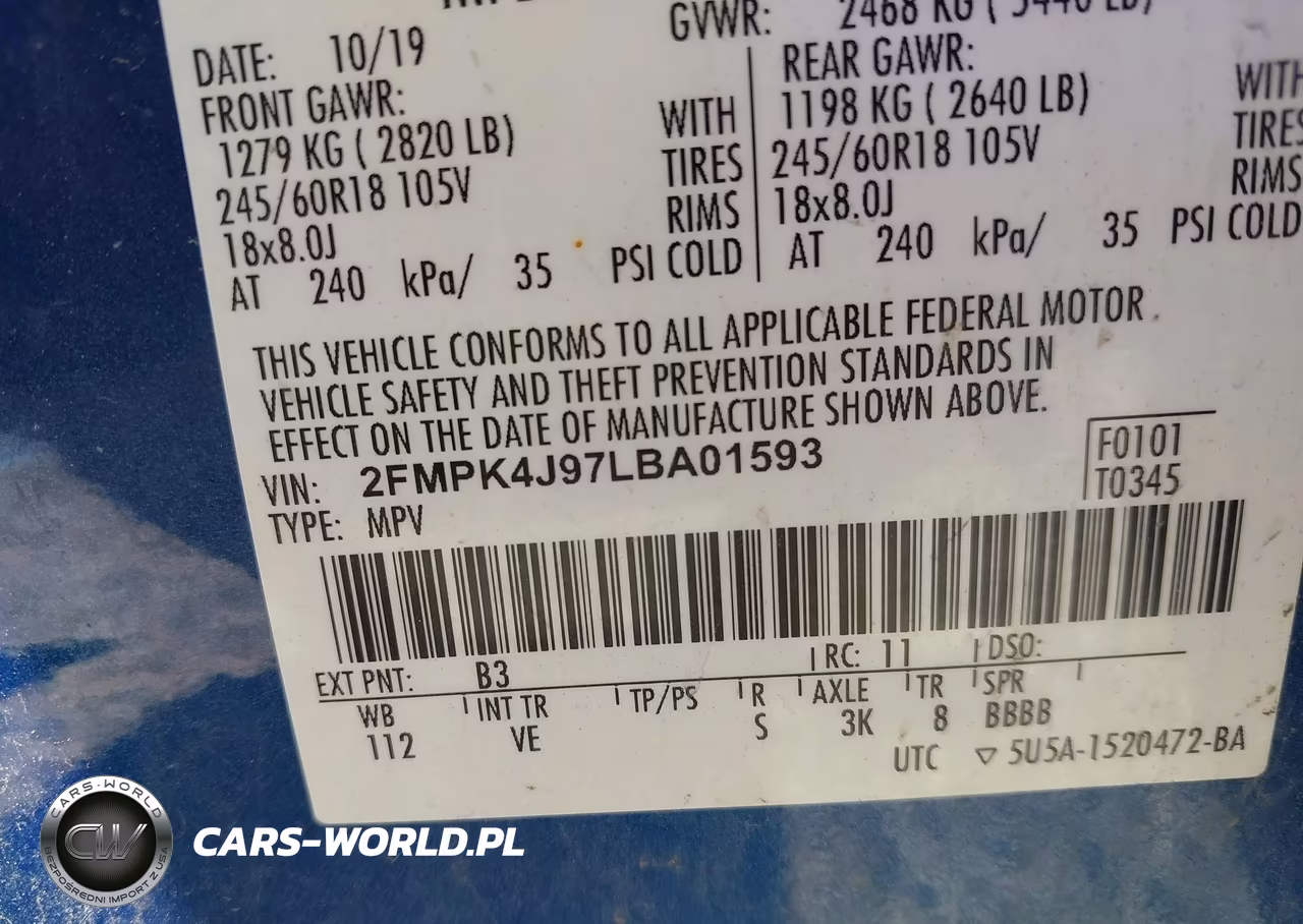 2020 Ford Edge Sel VIN:2FMPK4J97LBA01593 - 9