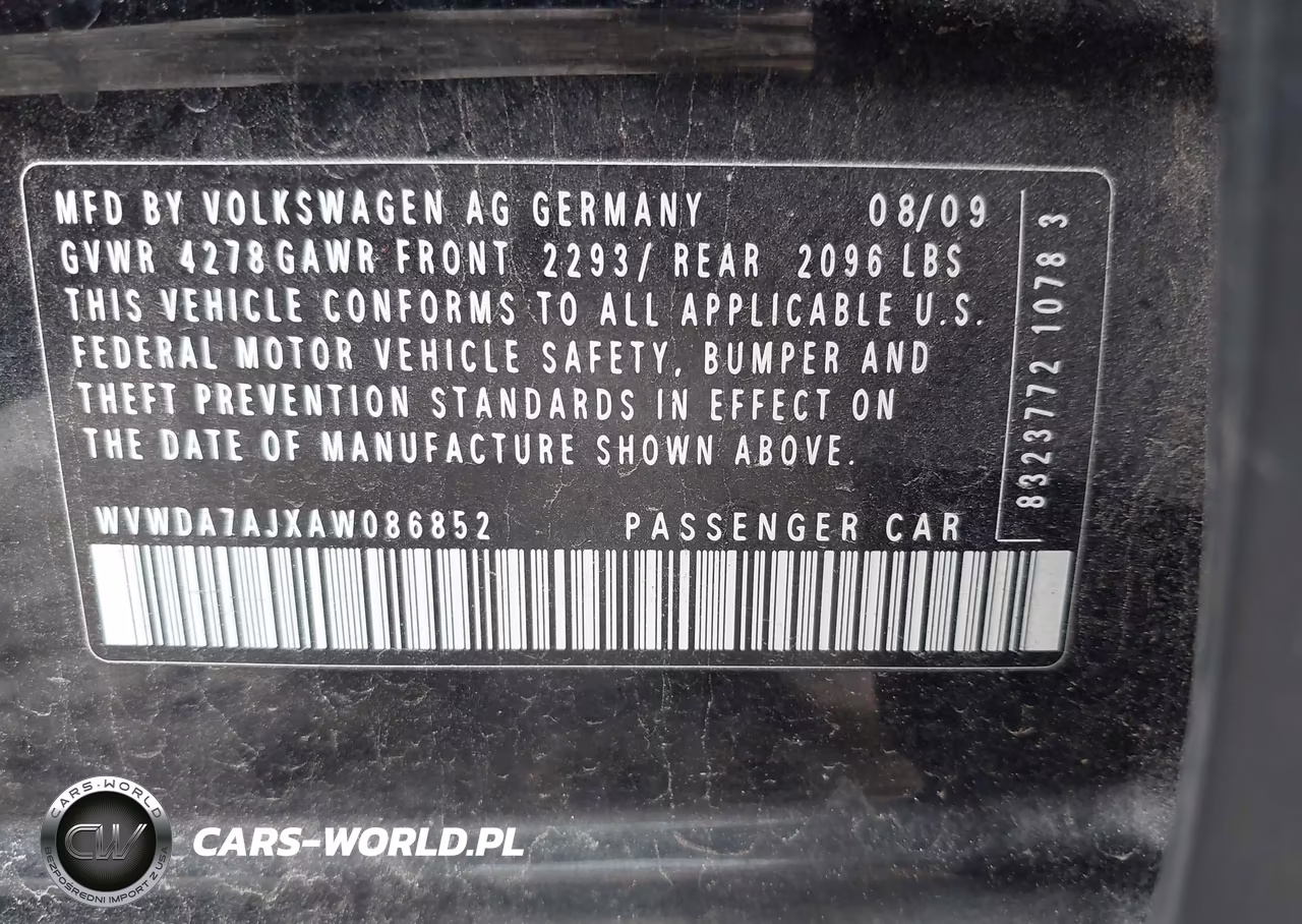 2010 Volkswagen Golf 4-Door VIN:WVWDA7AJXAW086852 - 9