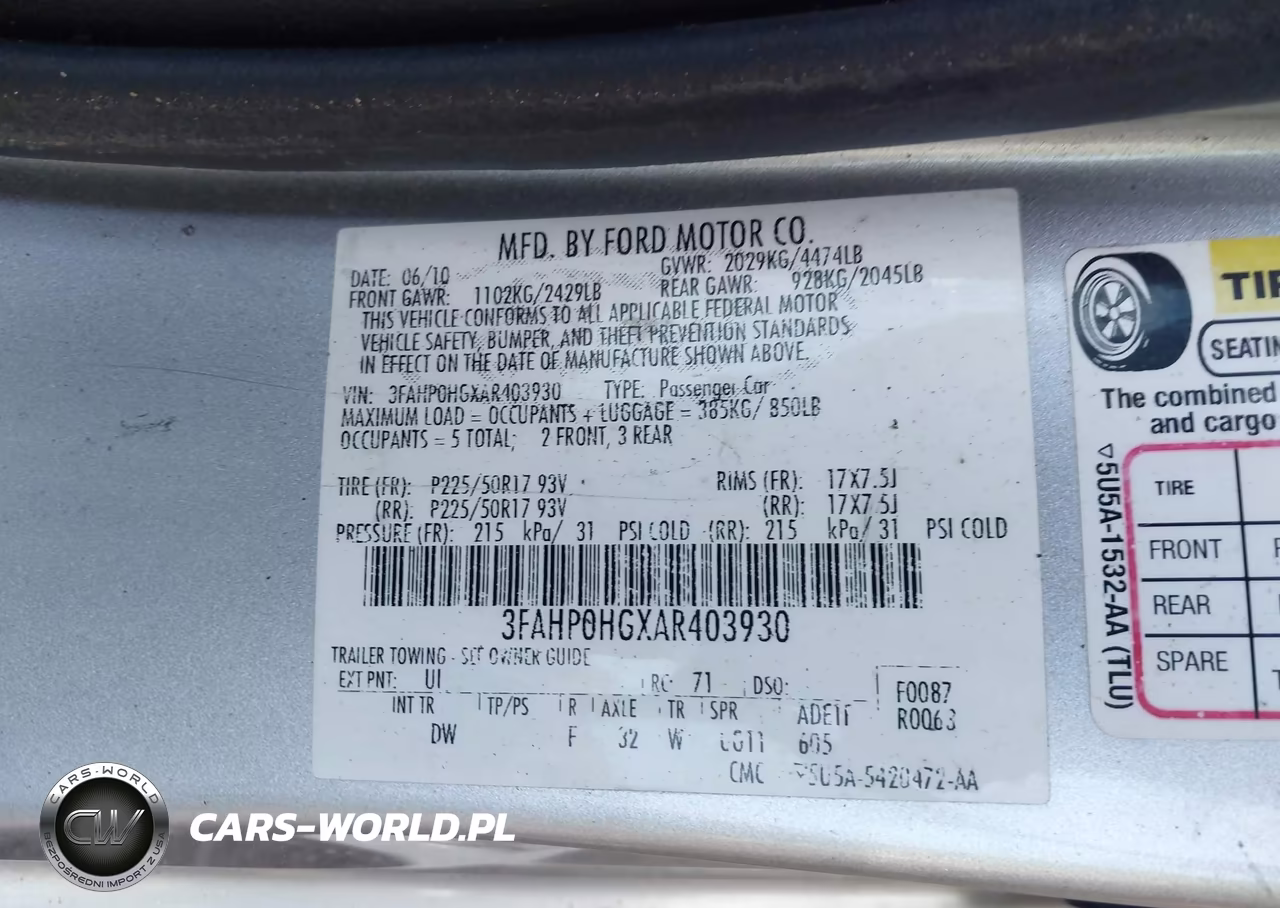 2010 Ford Fusion Se VIN:3FAHP0HGXAR403930 - 9