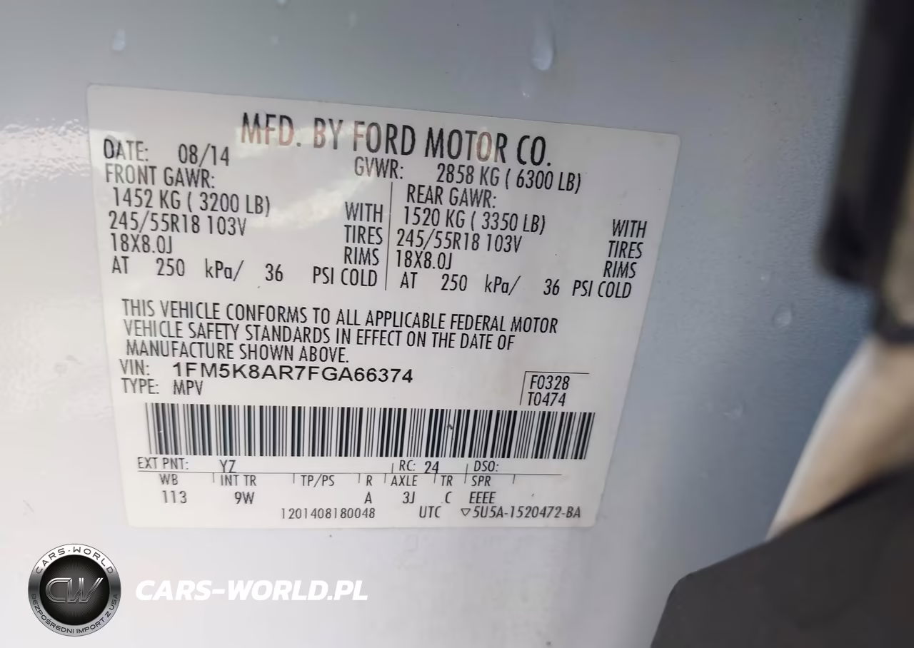 2015 Ford Utility Police Interceptor VIN:1FM5K8AR7FGA66374 - 9