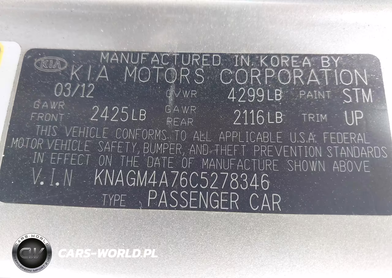 2012 Kia Optima Lx VIN:KNAGM4A76C5278346 - 9