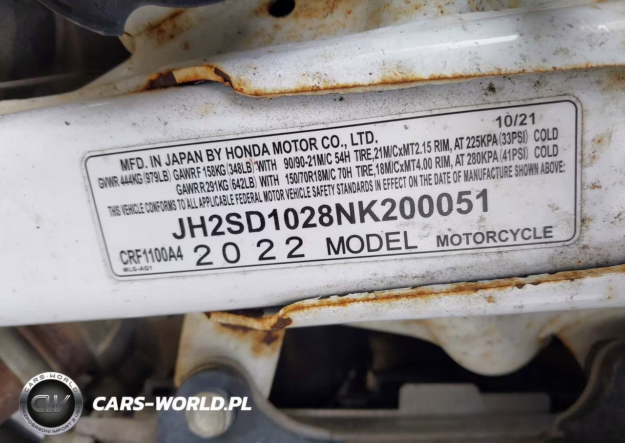 2022 Honda Crf1100 A4 VIN:JH2SD1028NK200051 - 10