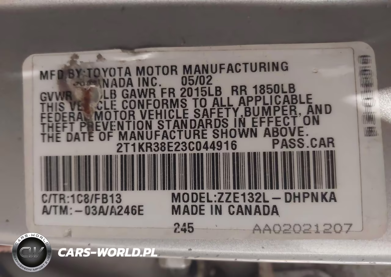 2003 Toyota Matrix Xr VIN:2T1KR38E23C044916 - 9
