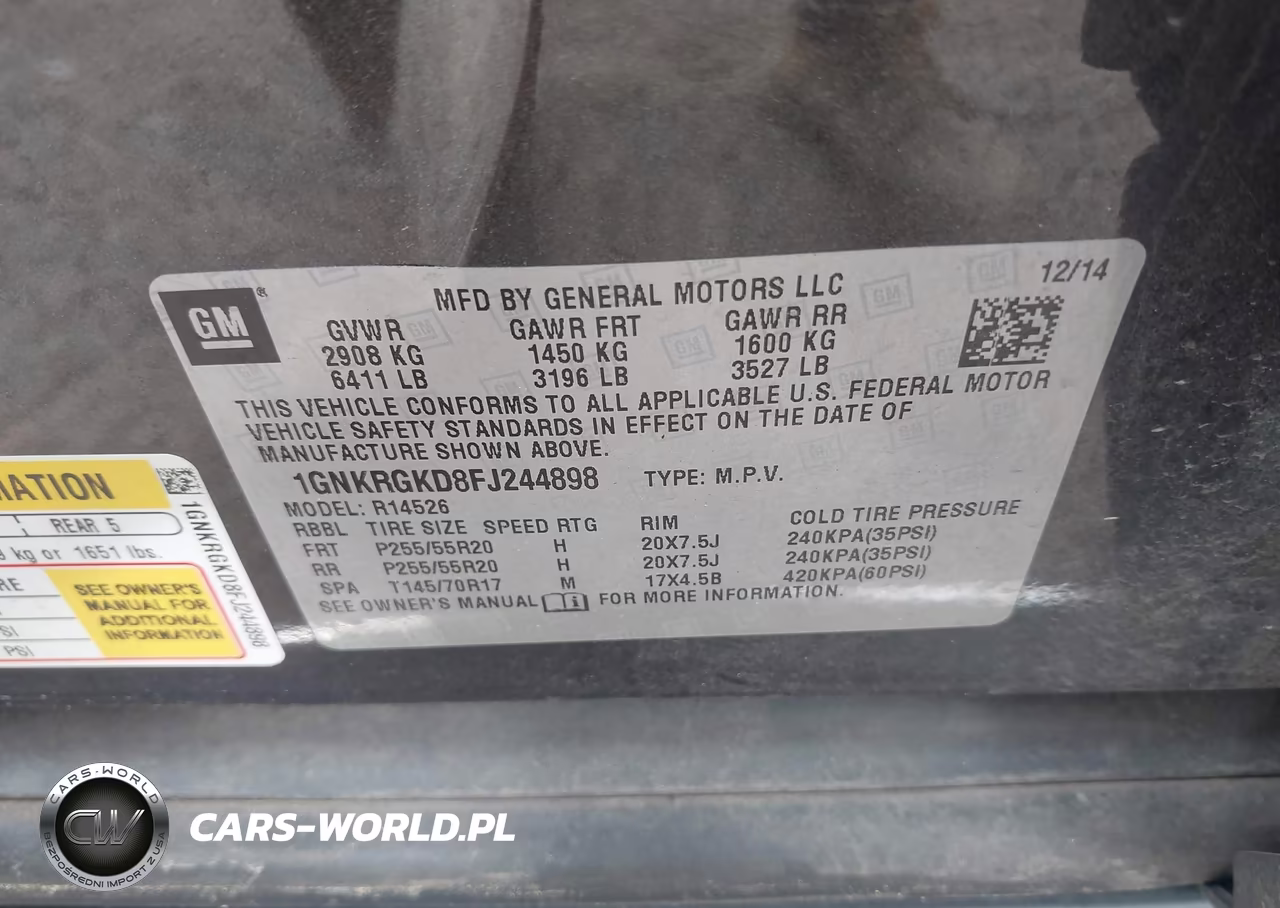 2015 Chevrolet Traverse 1Lt VIN:1GNKRGKD8FJ244898 - 9