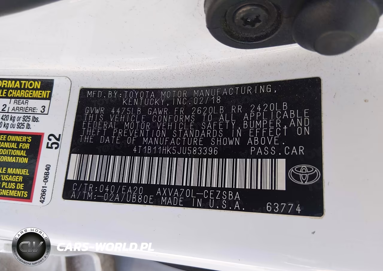 2018 Toyota Camry Se VIN:4T1B11HK5JU583396 - 9