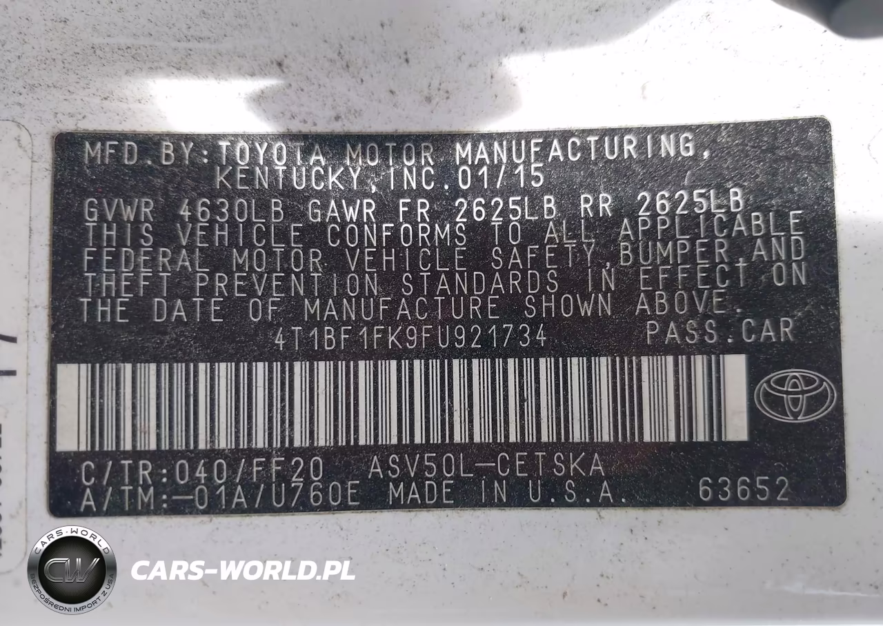 2015 Toyota Camry Se VIN:4T1BF1FK9FU921734 - 9