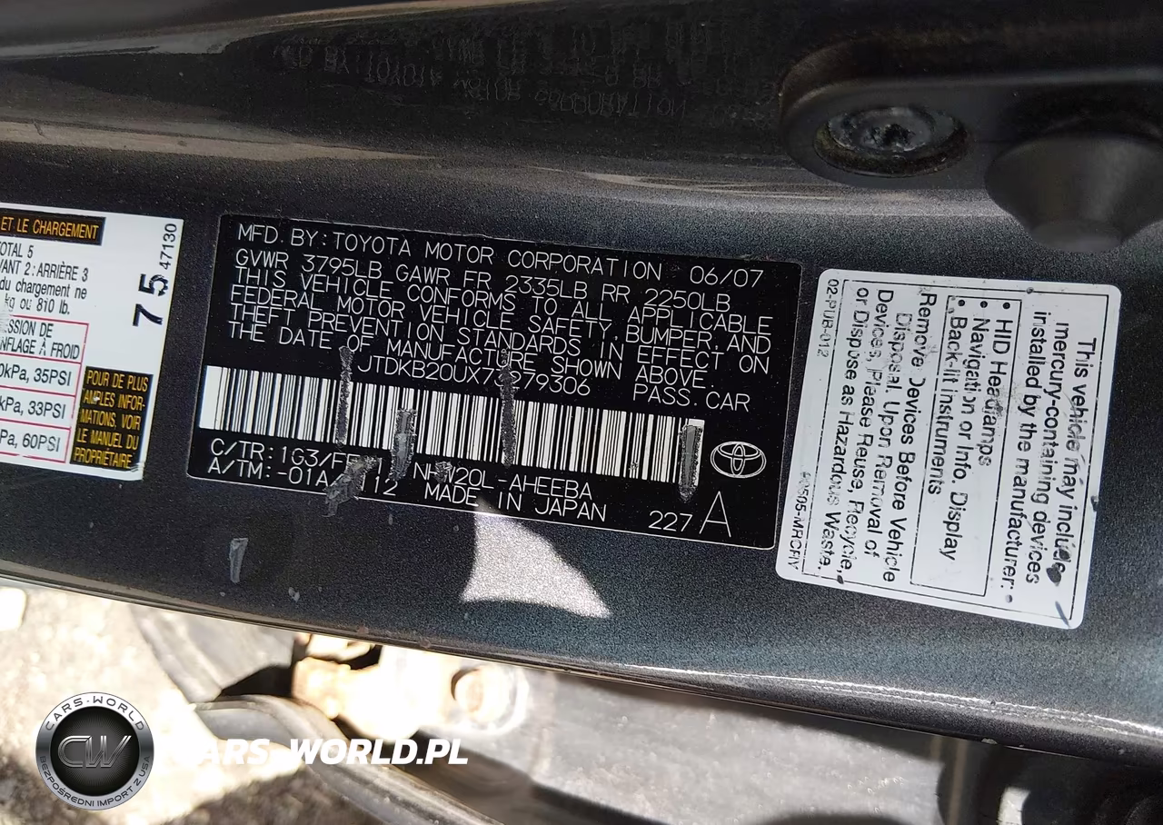 2007 Toyota Prius VIN:JTDKB20UX73279306 - 9