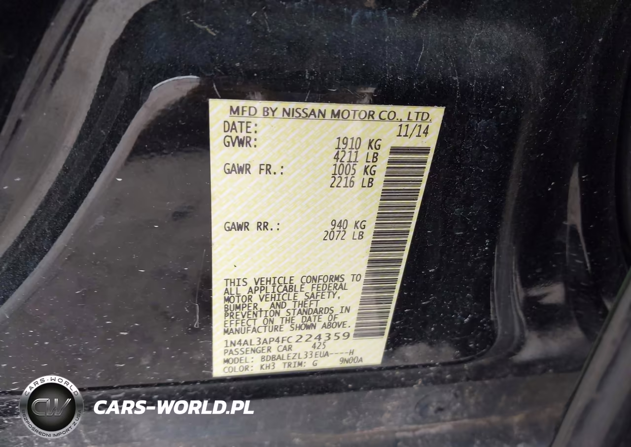 2015 Nissan Altima 2.5 S VIN:1N4AL3AP4FC224359 - 9