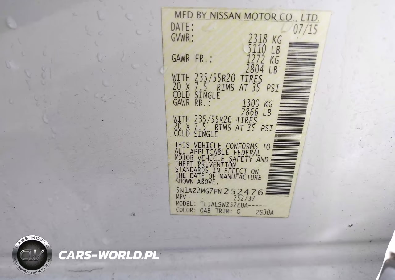 2015 Nissan Murano Platinum VIN:5N1AZ2MG7FN252476 - 9