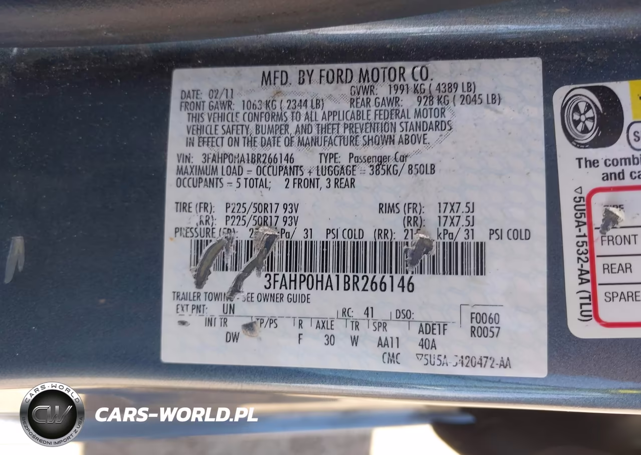 2011 Ford Fusion Se VIN:3FAHP0HA1BR266146 - 9