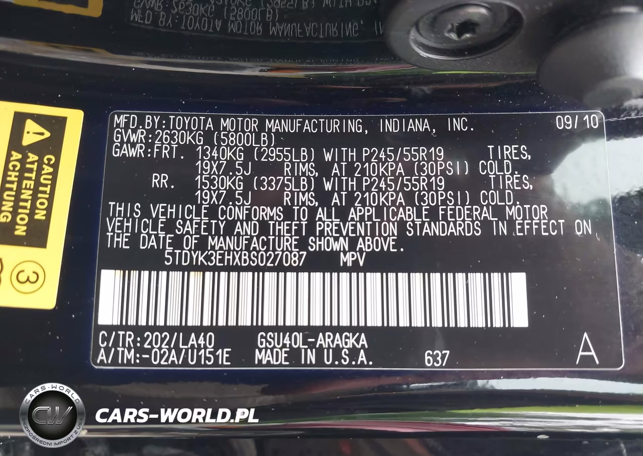 2011 Toyota Highlander Limited V6 VIN:5TDYK3EHXBS027087 - 9