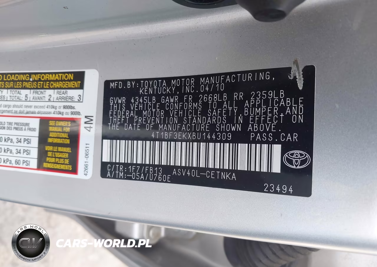 2011 Toyota Camry Le VIN:4T1BF3EKXBU144309 - 9
