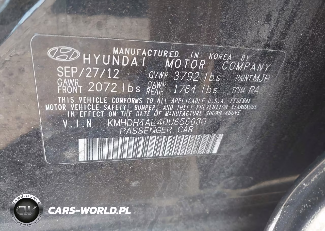 2013 Hyundai Elantra Gls VIN:KMHDH4AE4DU656630 - 9