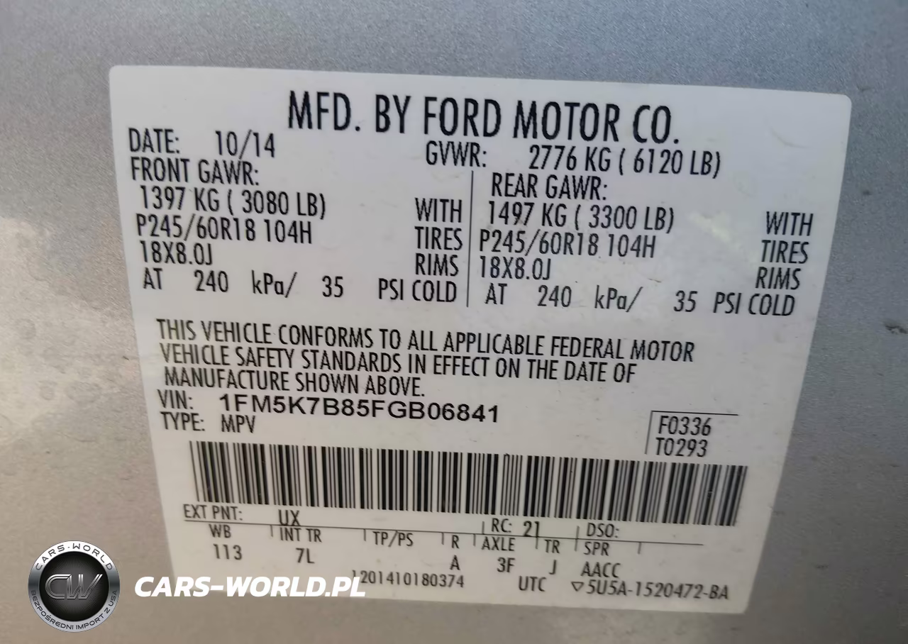 2015 Ford Explorer VIN:1FM5K7B85FGB06841 - 9
