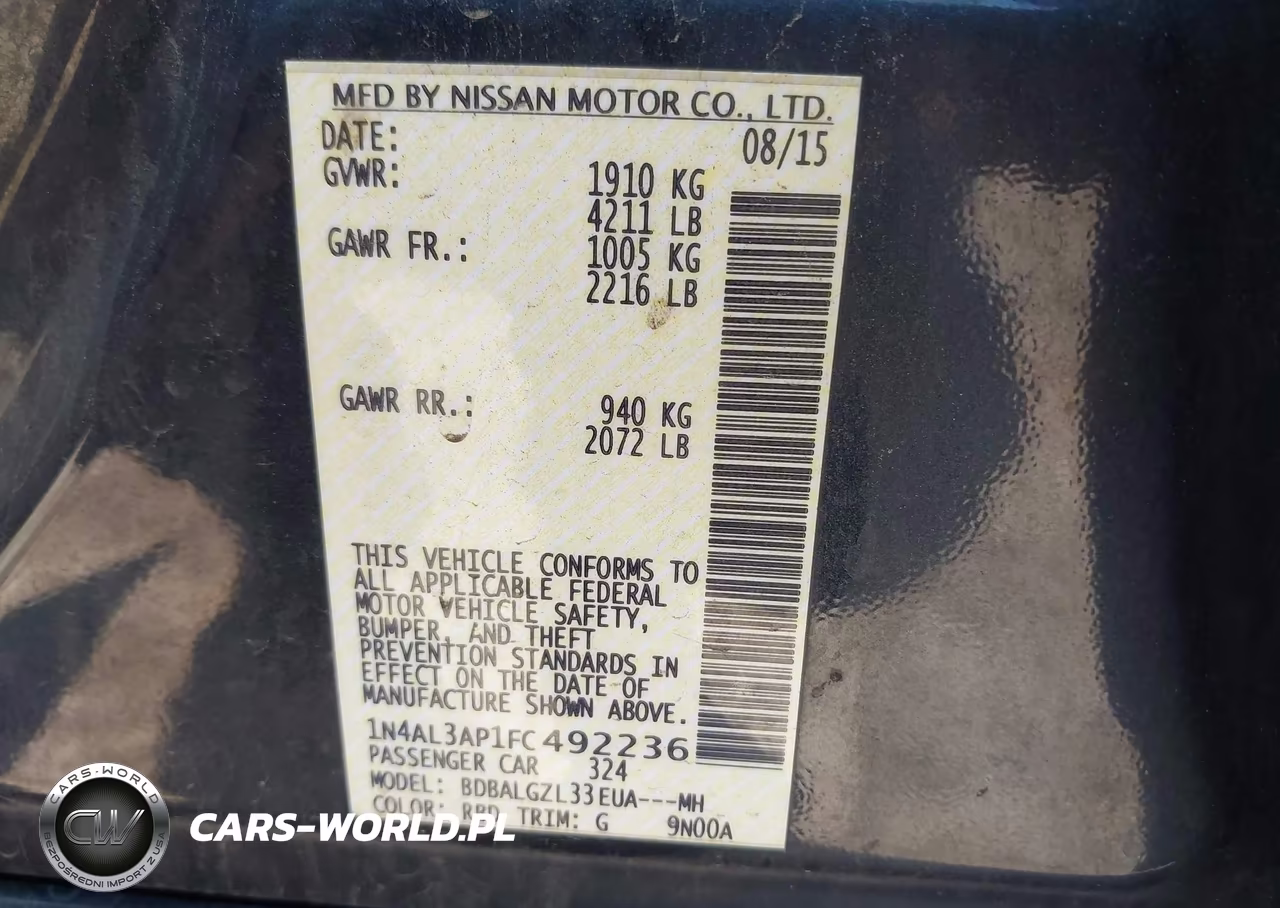2015 Nissan Altima 2.5 S VIN:1N4AL3AP1FC492236 - 9
