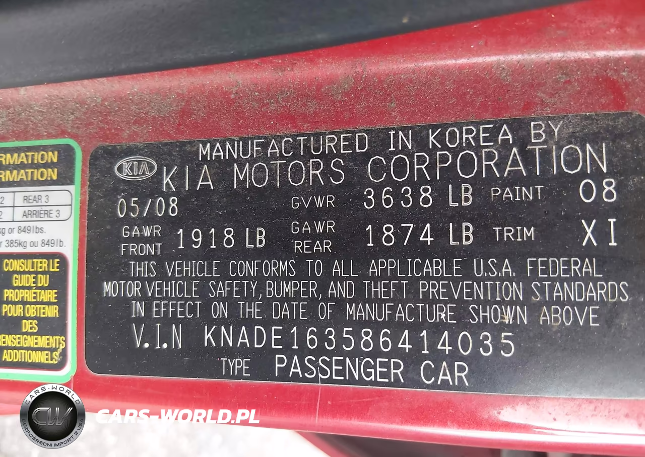 2008 Kia Rio5 Lx VIN:KNADE163586414035 - 9