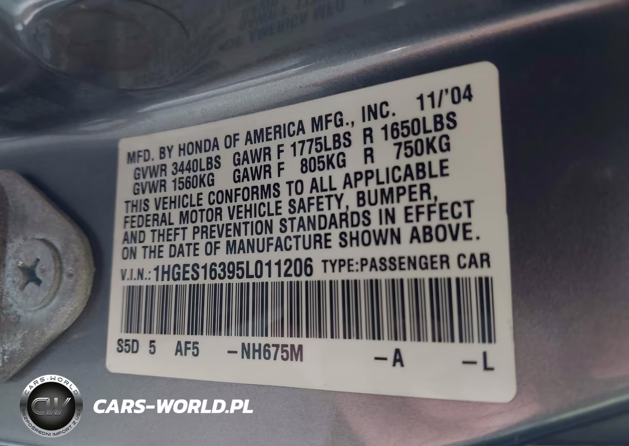 2005 Honda Civic Vp VIN:1HGES16395L011206 - 9