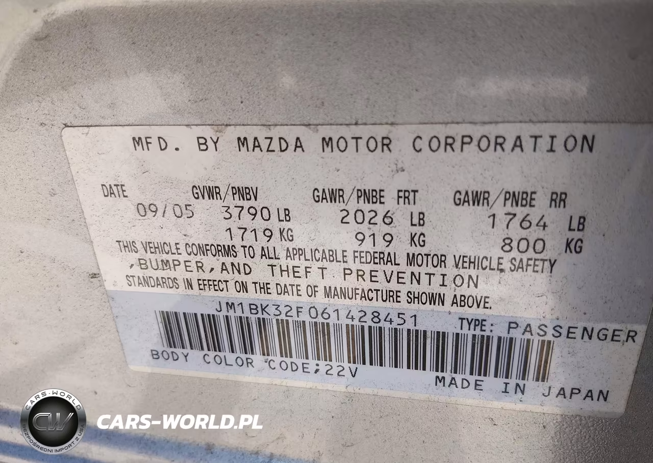 2006 Mazda Mazda3 I VIN:JM1BK32F061428451 - 9