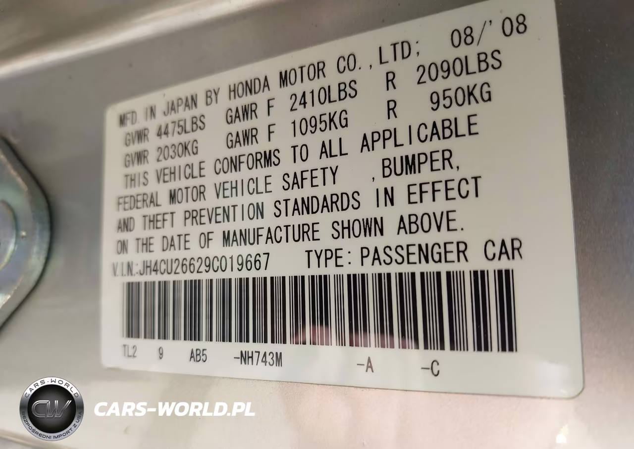 2009 Acura Tsx VIN:JH4CU26629C019667 - 9