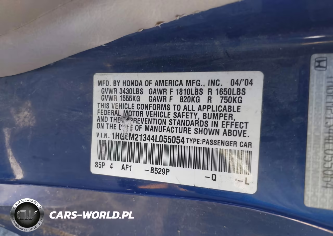 2004 Honda Civic Vp VIN:1HGEM21344L055054 - 9
