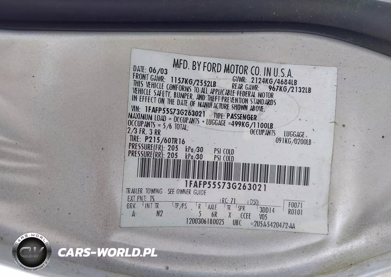 2003 Ford Taurus Ses VIN:1FAFP55S73G263021 - 9