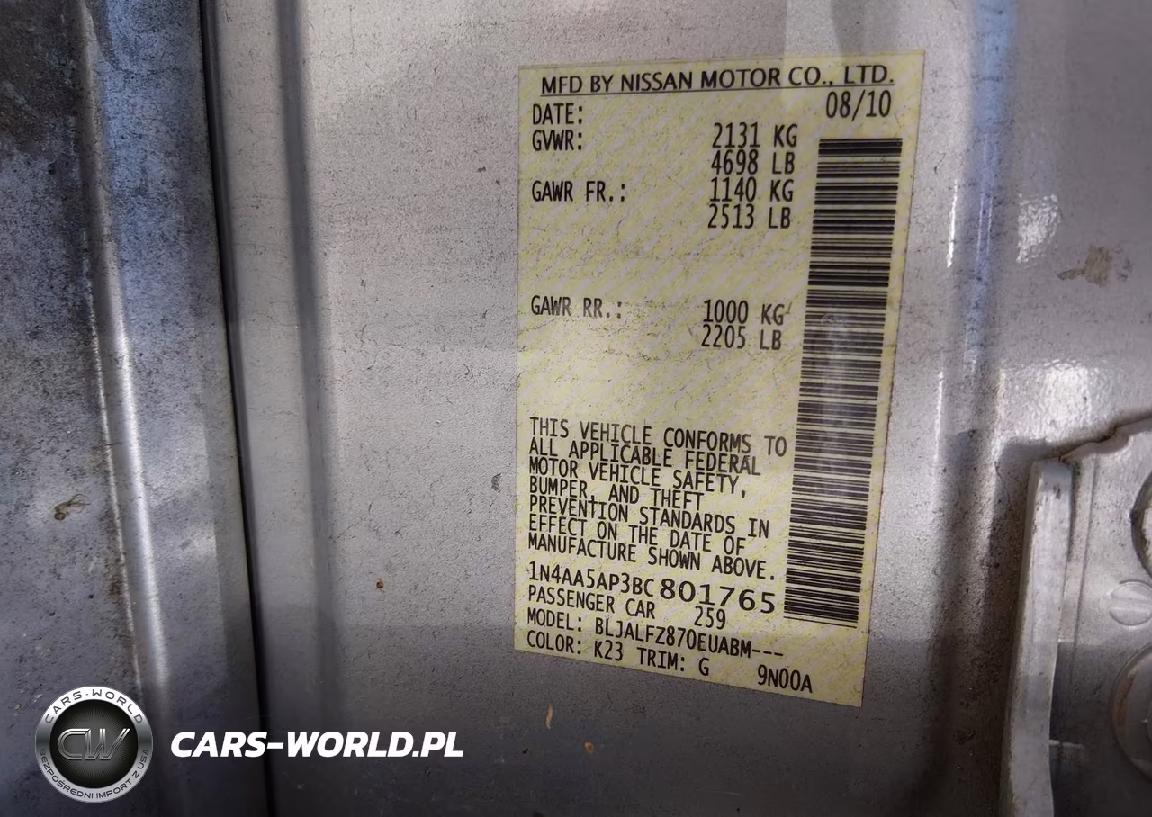 2011 Nissan Maxima 3.5 Sv VIN:1N4AA5AP3BC801765 - 9