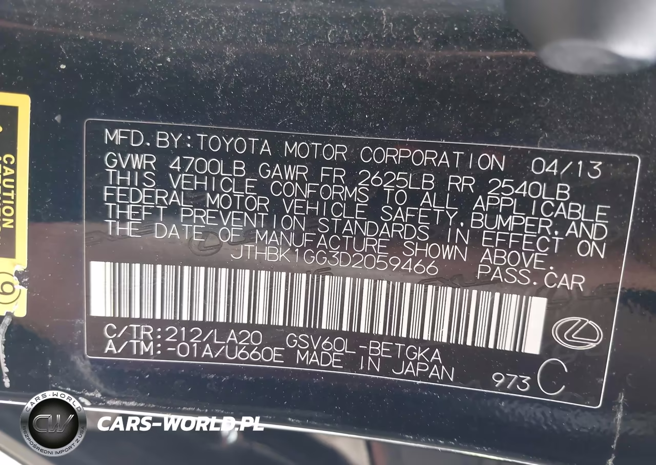 2013 Lexus Es 350 VIN:JTHBK1GG3D2059466 - 9