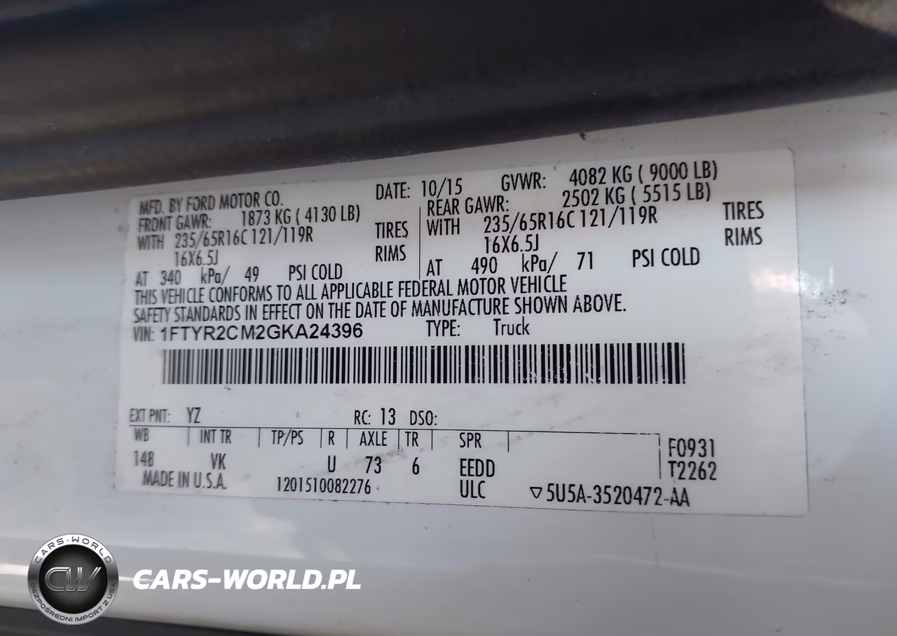 2016 Ford Transit-250 VIN:1FTYR2CM2GKA24396 - 9