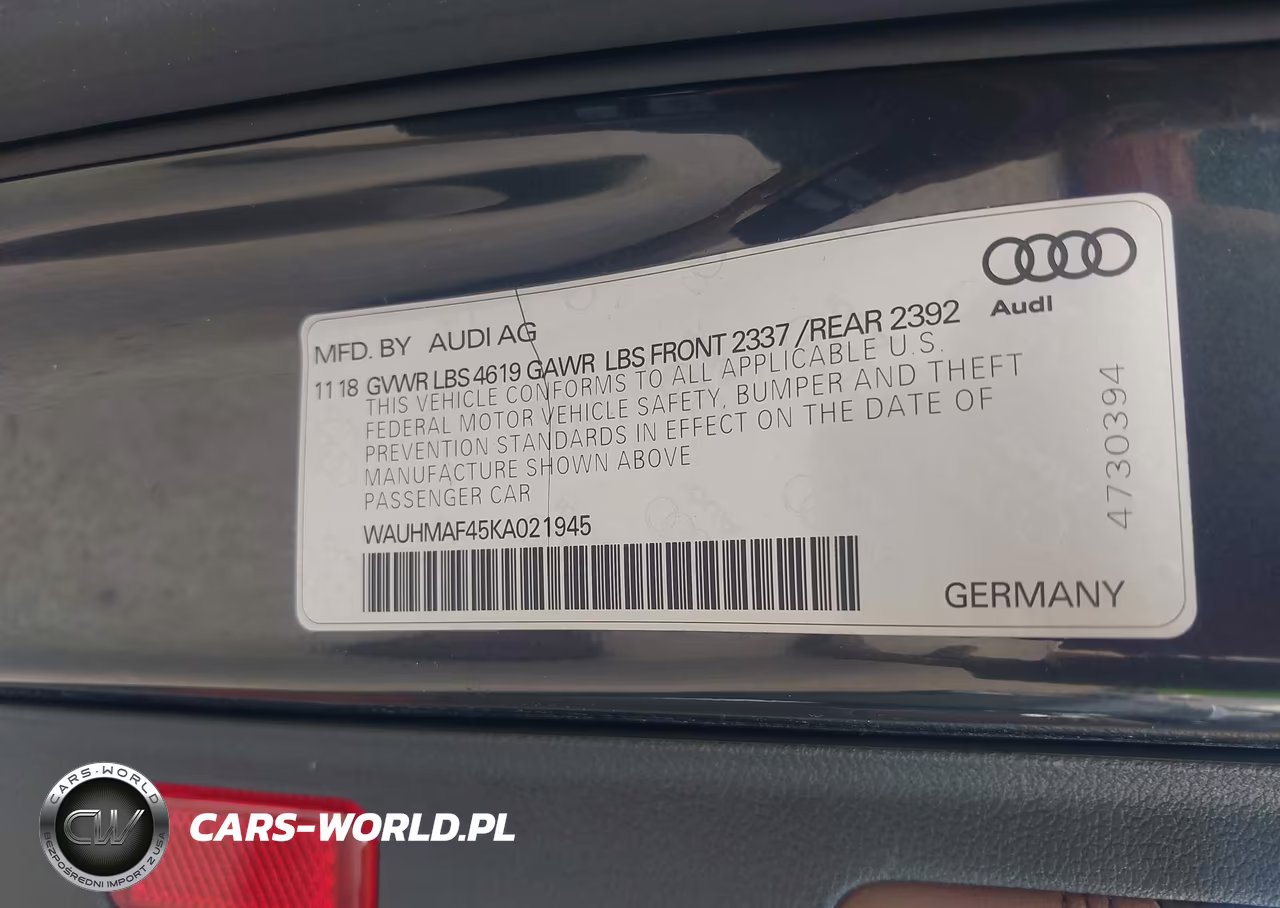 2019 Audi A4 40 Premium VIN:WAUHMAF45KA021945 - 9