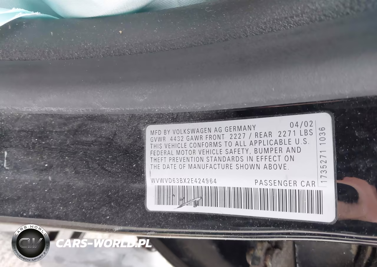 2002 Volkswagen Passat Gls VIN:WVWVD63BX2E424964 - 9