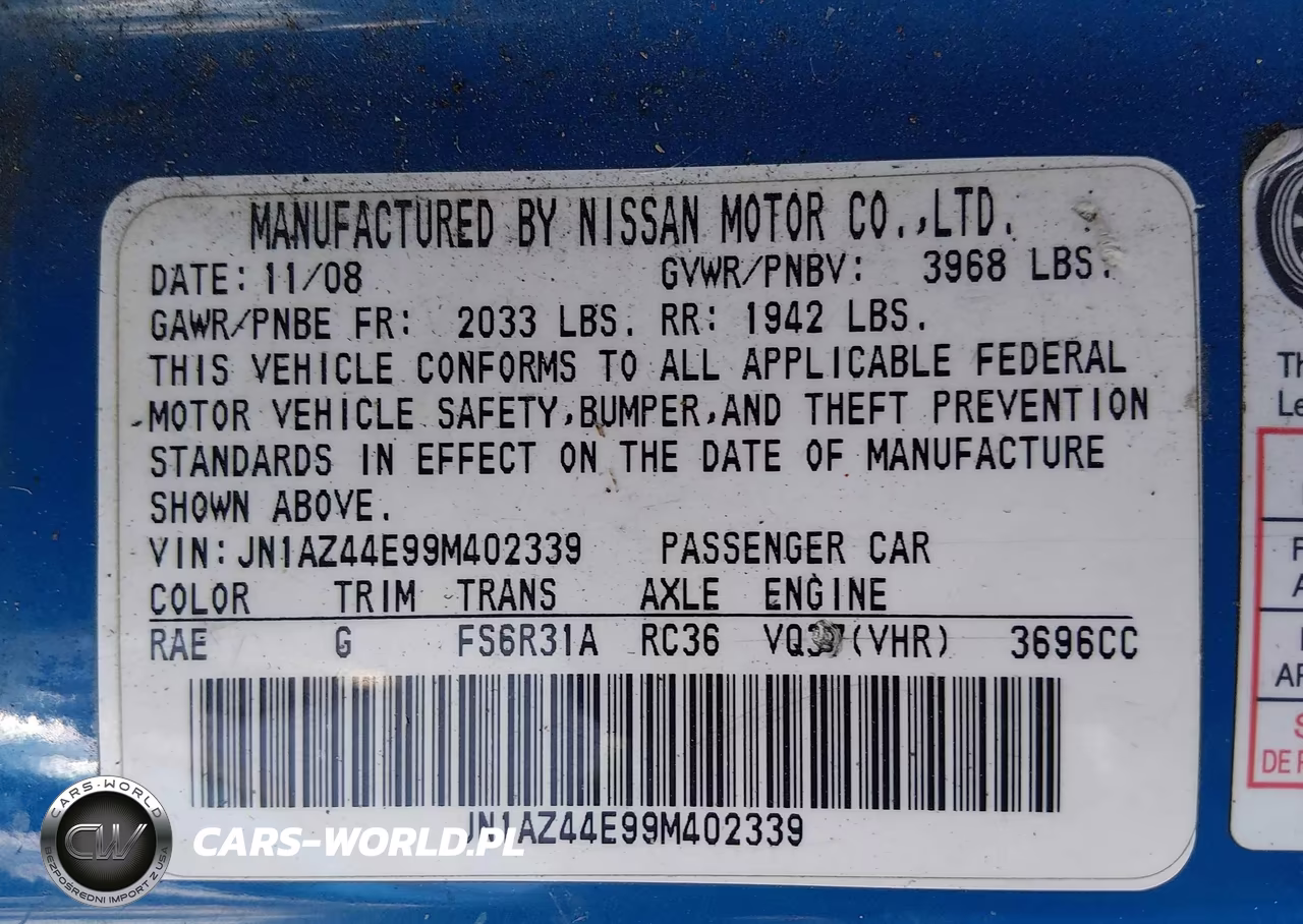 2009 Nissan 370Z VIN:JN1AZ44E99M402339 - 9