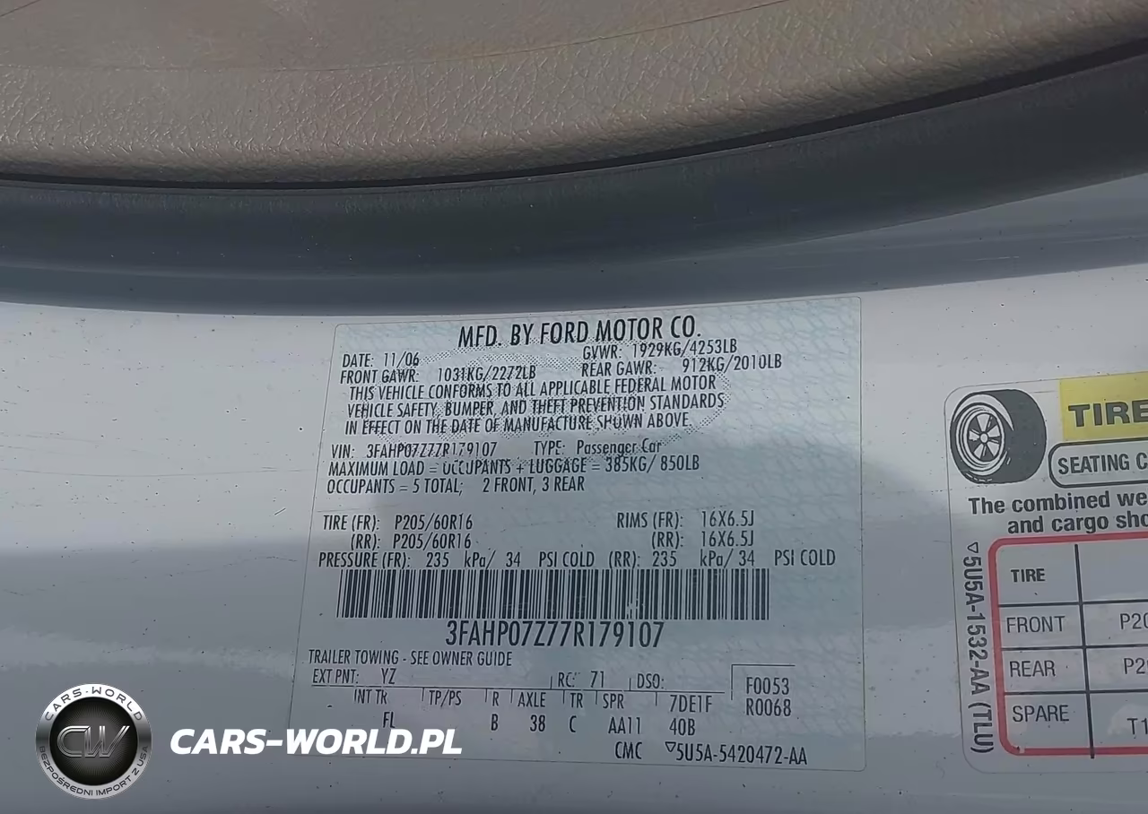 2007 Ford Fusion Se VIN:3FAHP07Z77R179107 - 9