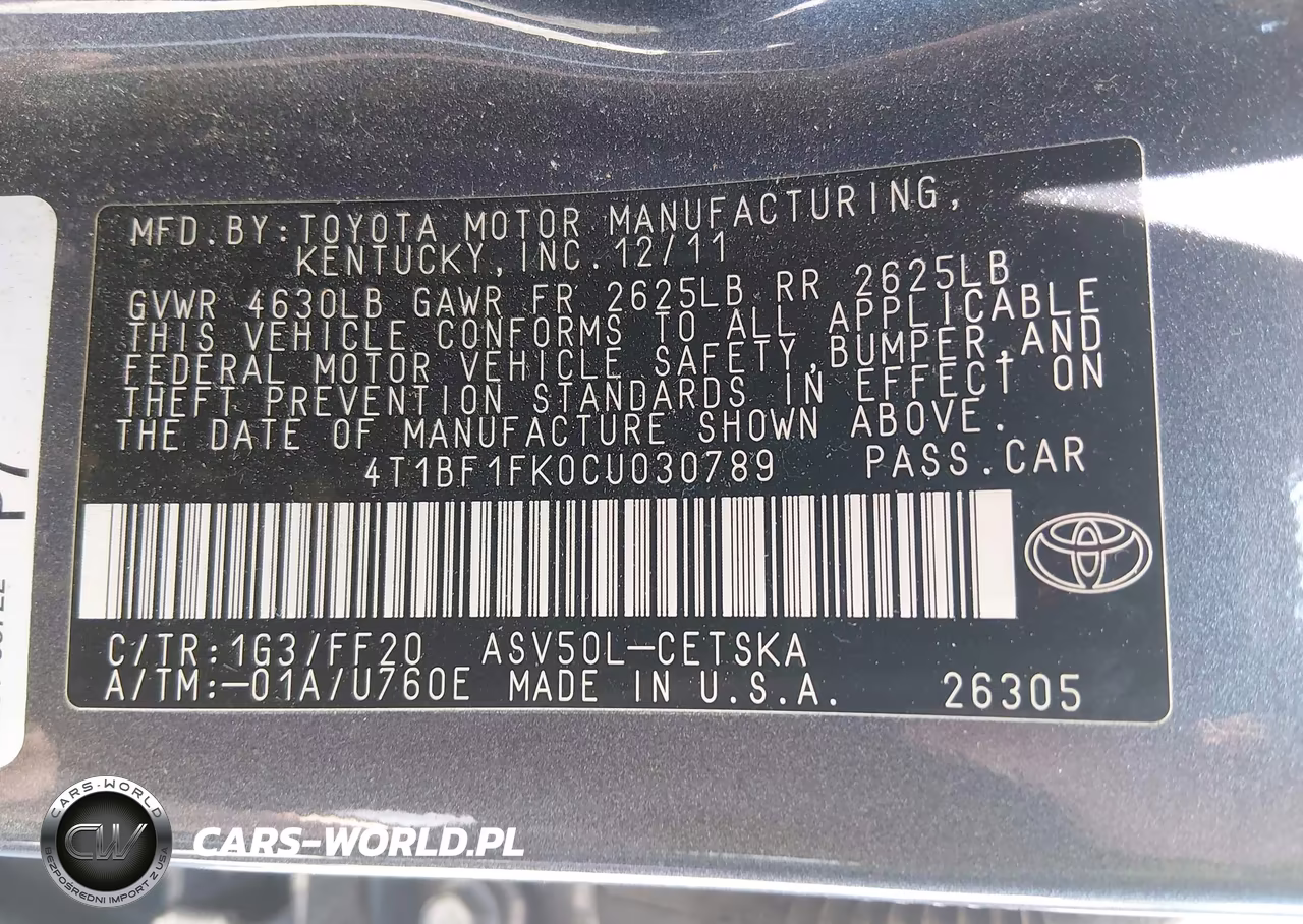 2012 Toyota Camry Se VIN:4T1BF1FK0CU030789 - 9