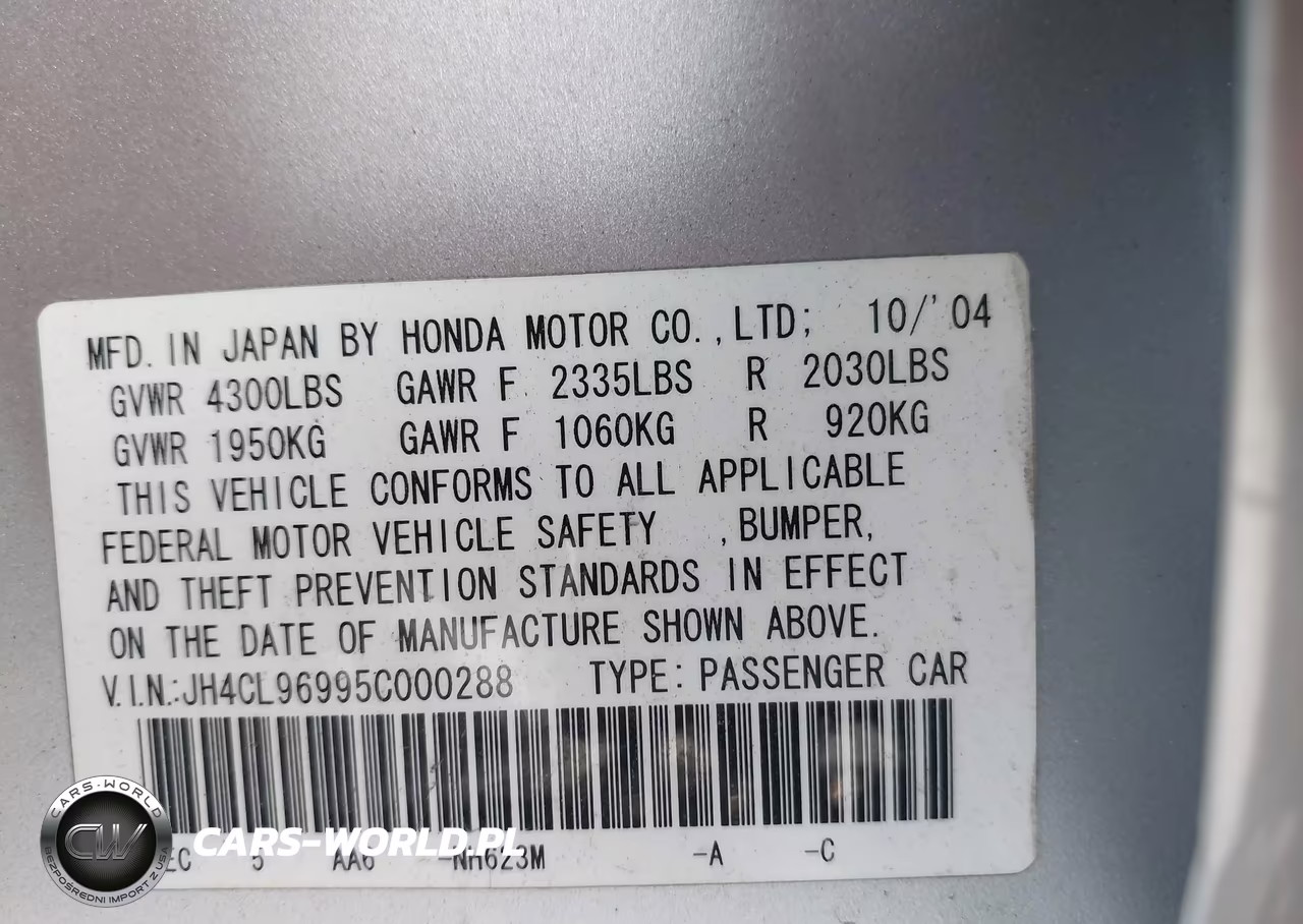 2005 Acura Tsx Base W-Navigation (A5) VIN:JH4CL96995C000288 - 9