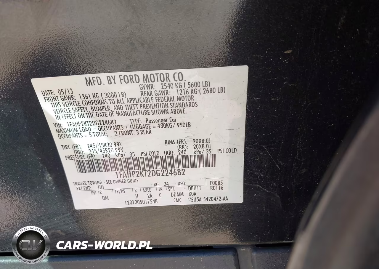 2013 Ford Taurus Sho VIN:1FAHP2KT2DG224682 - 9