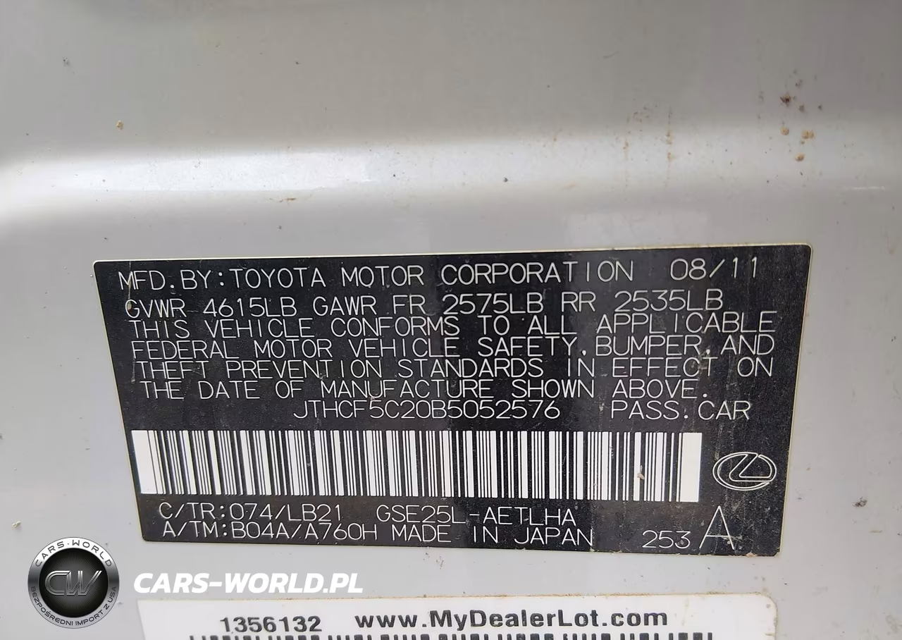 2011 Lexus Is 250 VIN:JTHCF5C20B5052576 - 9