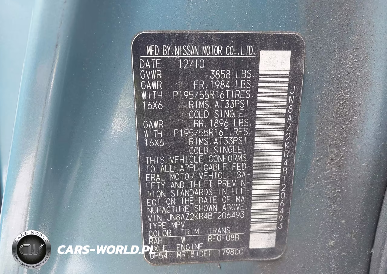 2011 Nissan Cube 1.8Sl VIN:JN8AZ2KR4BT206493 - 9