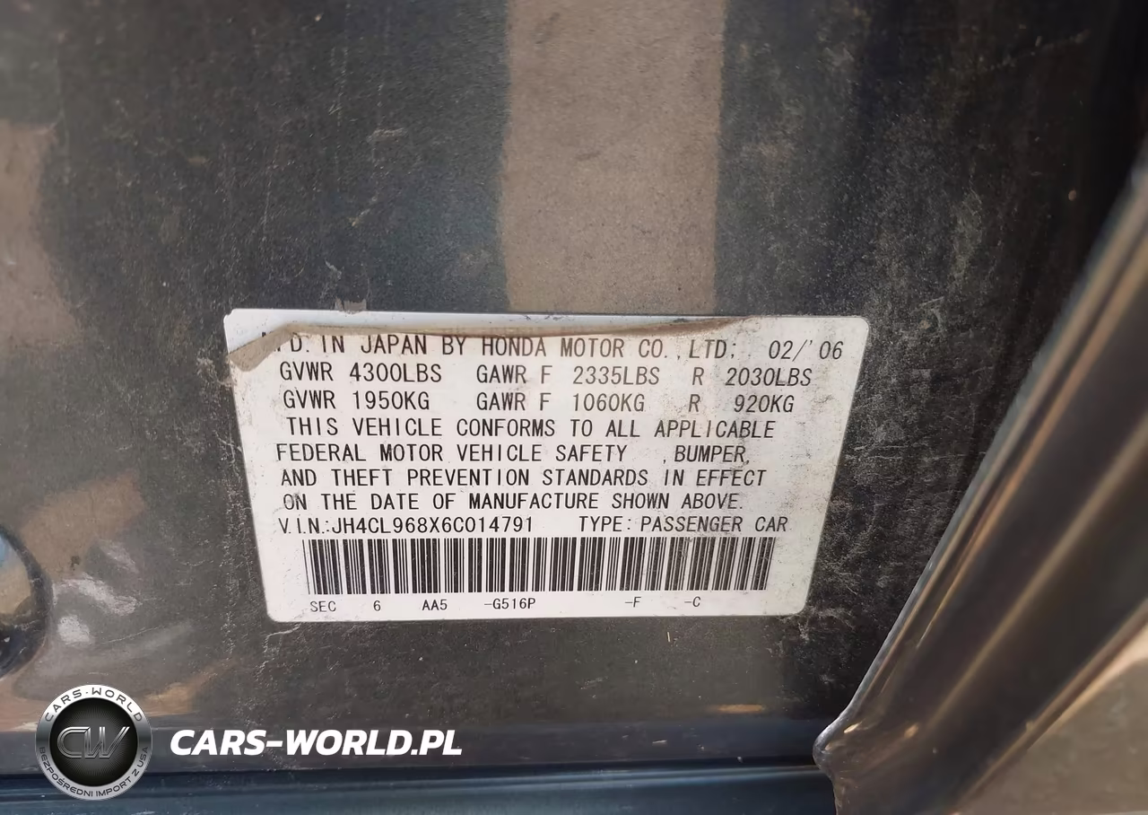 2006 Acura Tsx VIN:JH4CL968X6C014791 - 9