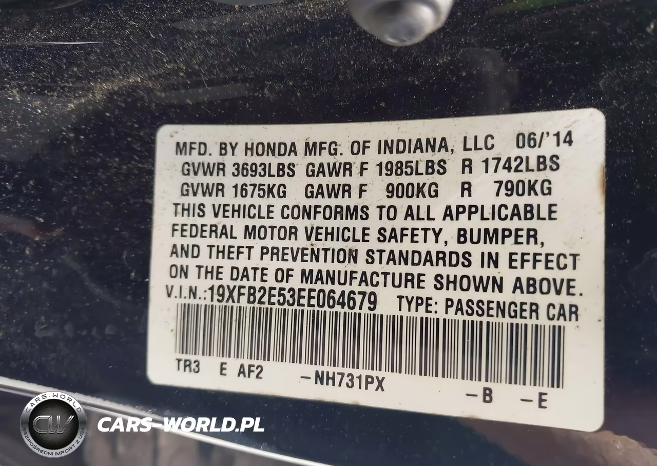 2014 Honda Civic Lx VIN:19XFB2E53EE064679 - 9