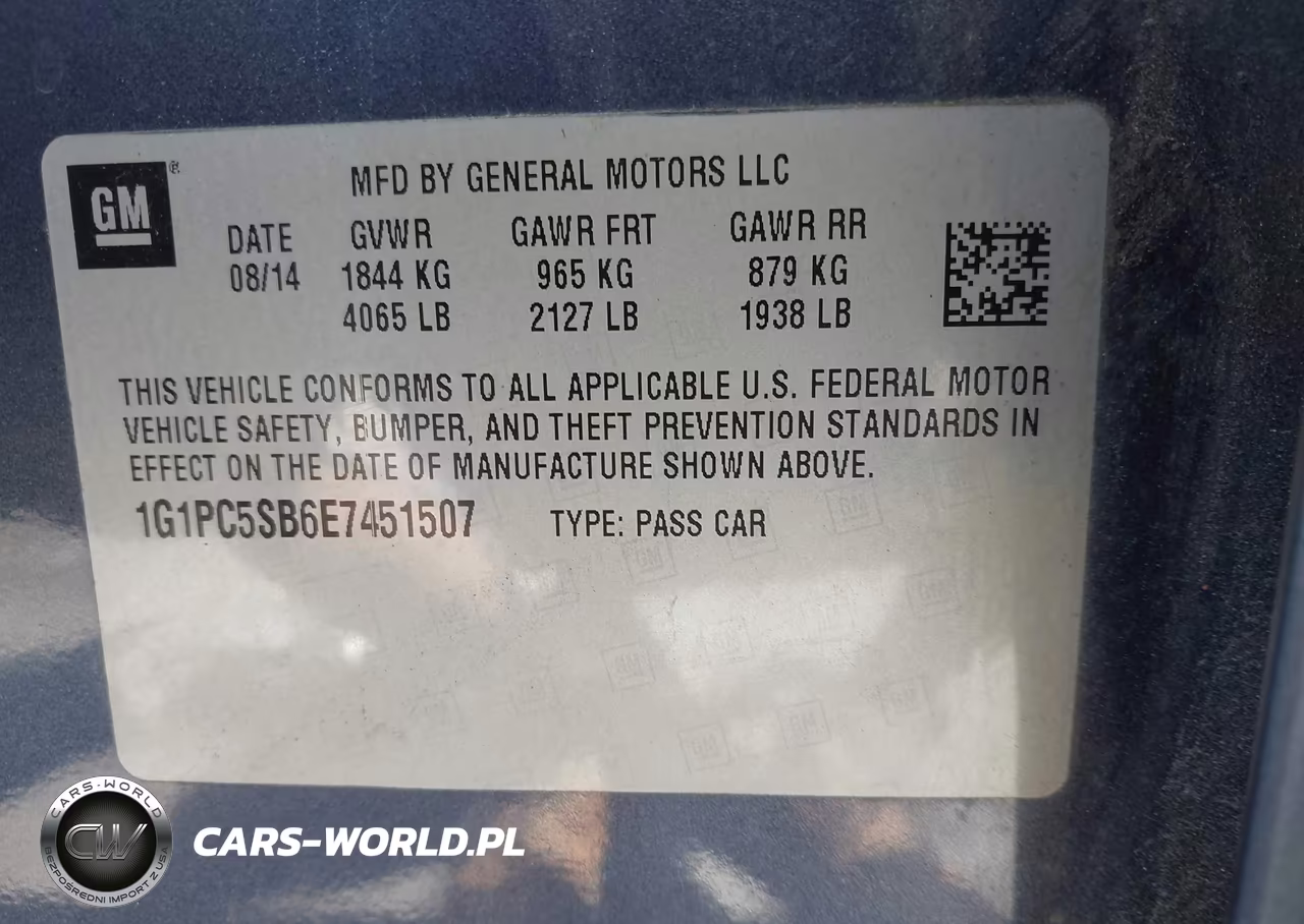 2014 Chevrolet Cruze 1Lt Auto VIN:1G1PC5SB6E7451507 - 9