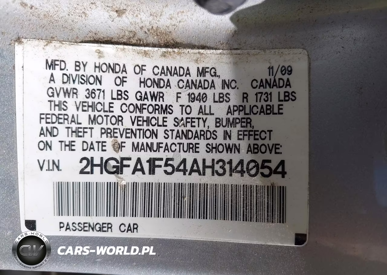 2010 Honda Civic Lx VIN:2HGFA1F54AH314054 - 9