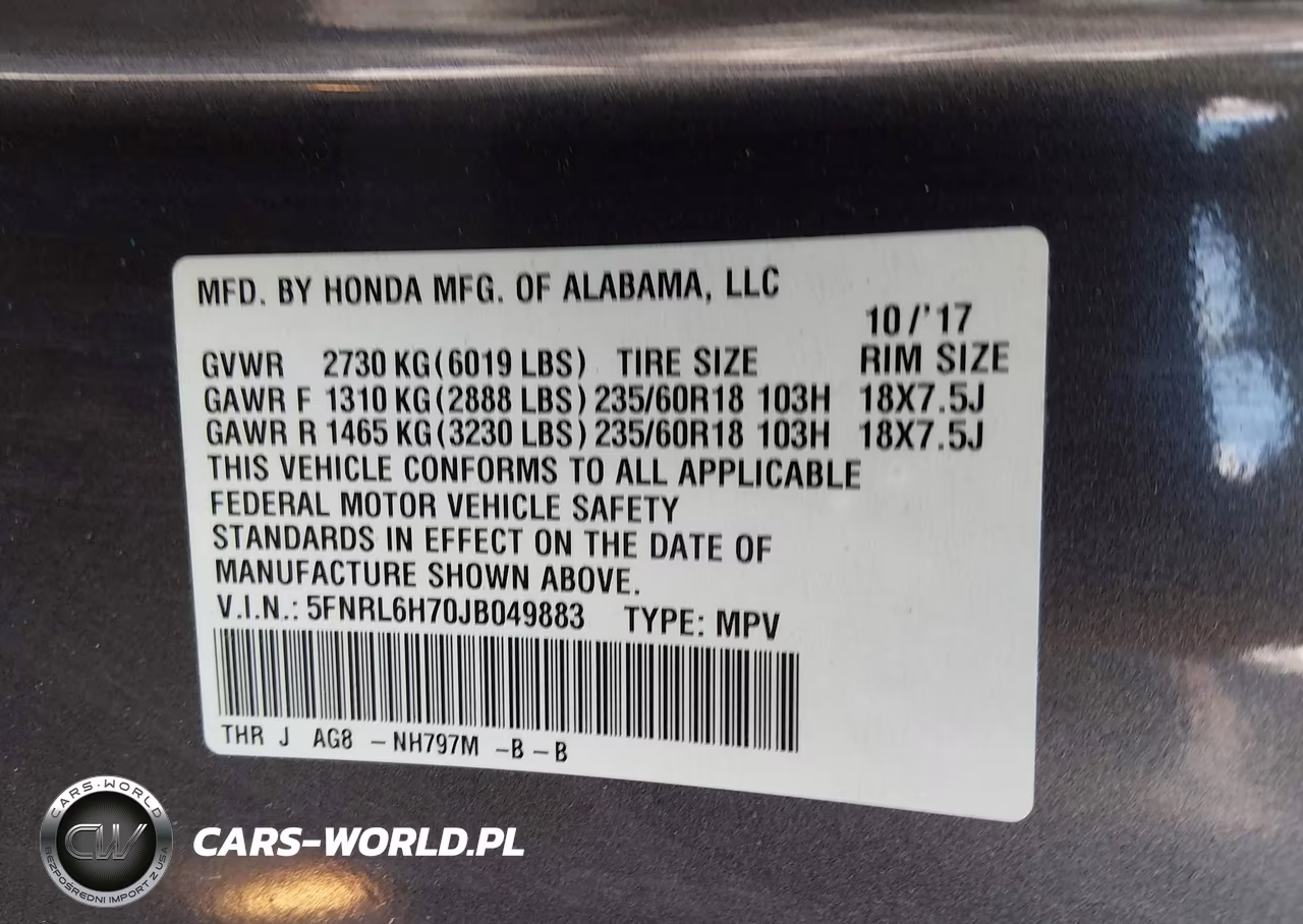 2018 Honda Odyssey Ex-L VIN:5FNRL6H70JB049883 - 9
