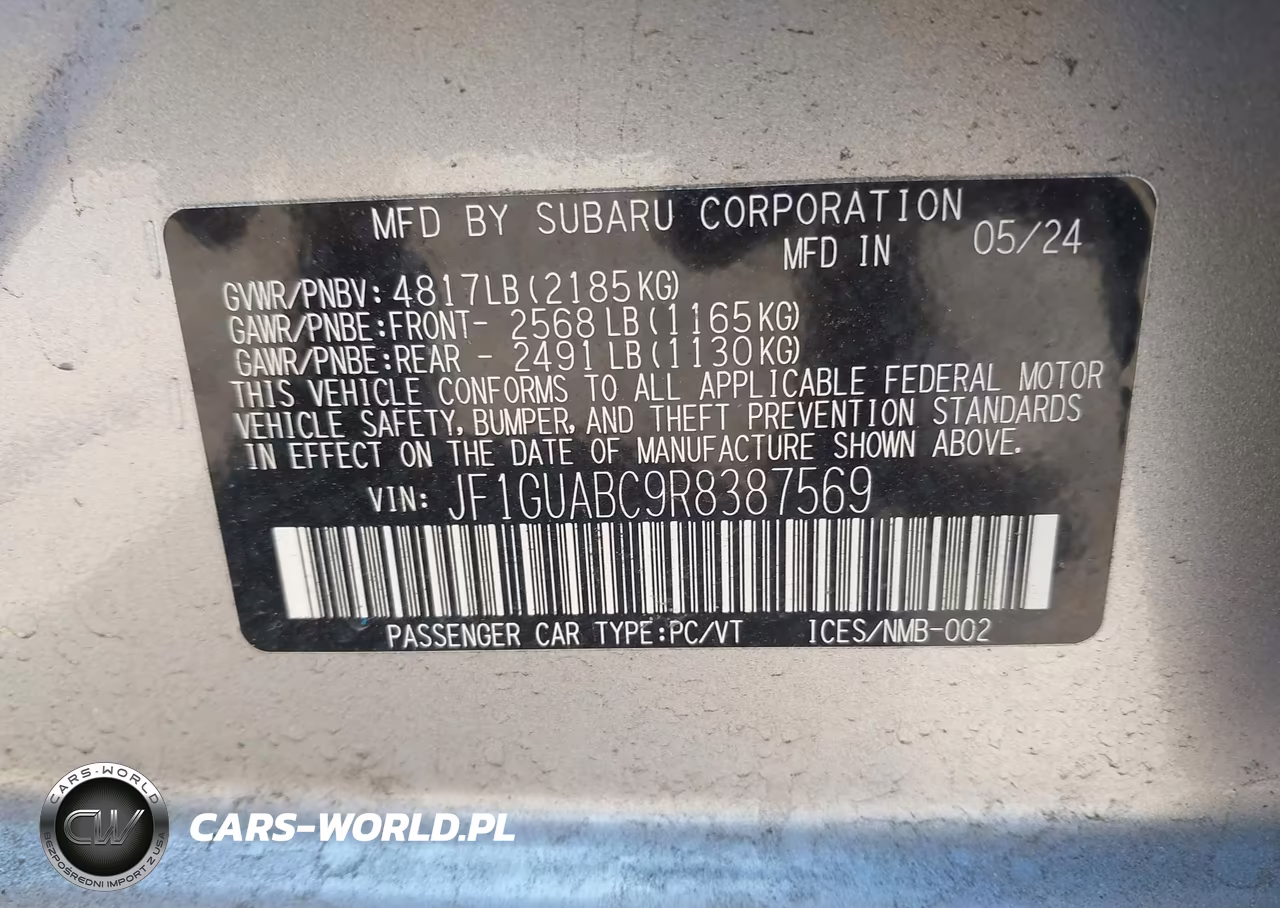 2024 Subaru Impreza Base 5-Door VIN:JF1GUABC9R8387569 - 9