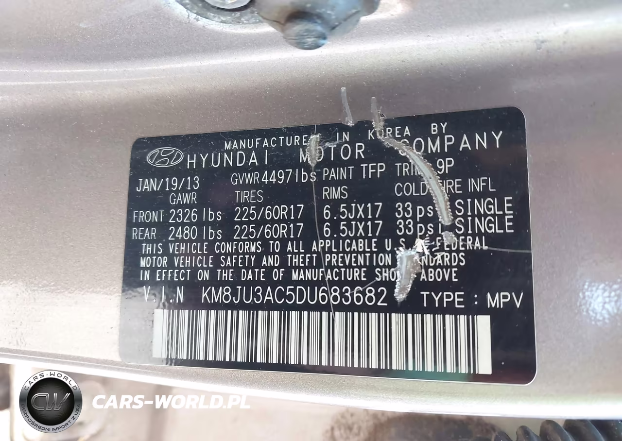 2013 Hyundai Tucson Gls VIN:KM8JU3AC5DU683682 - 9