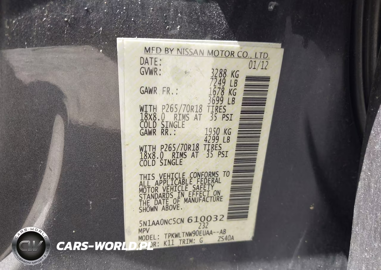 2012 Nissan Armada Sv VIN:5N1AA0NC5CN610032 - 9