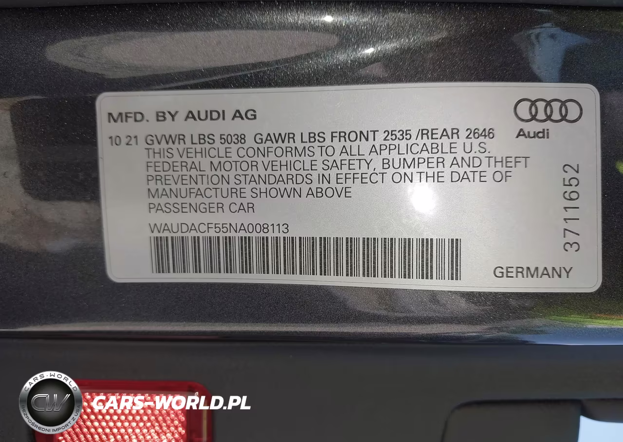 2022 Audi A5 Sportback Premium 45 Tfsi S Line Quattro S Tronic VIN:WAUDACF55NA008113 - 9